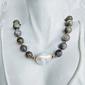 Labradorite and Baroque pearl