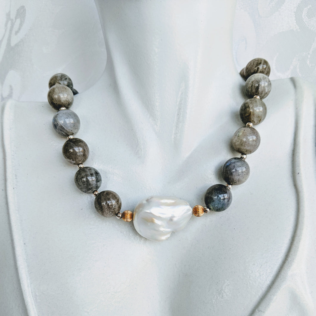 Labradorite and Baroque pearl